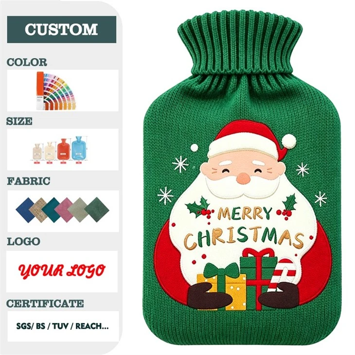 Best Gift Rubber Hot Water Bottle With Christmas Knitted Cover Holly suppliers